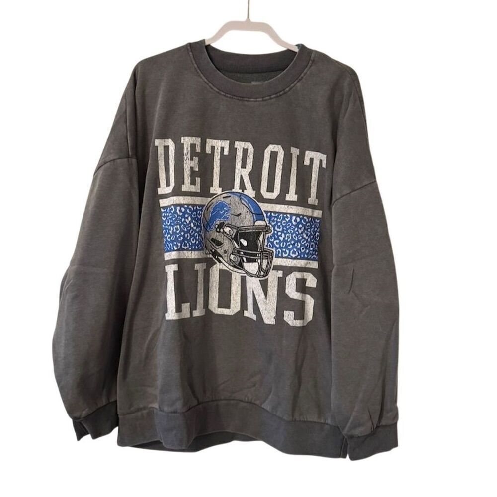 Gameday Couture Detroit Lions Women's 2XL Gray Oversized Crewneck Sweatshirt
